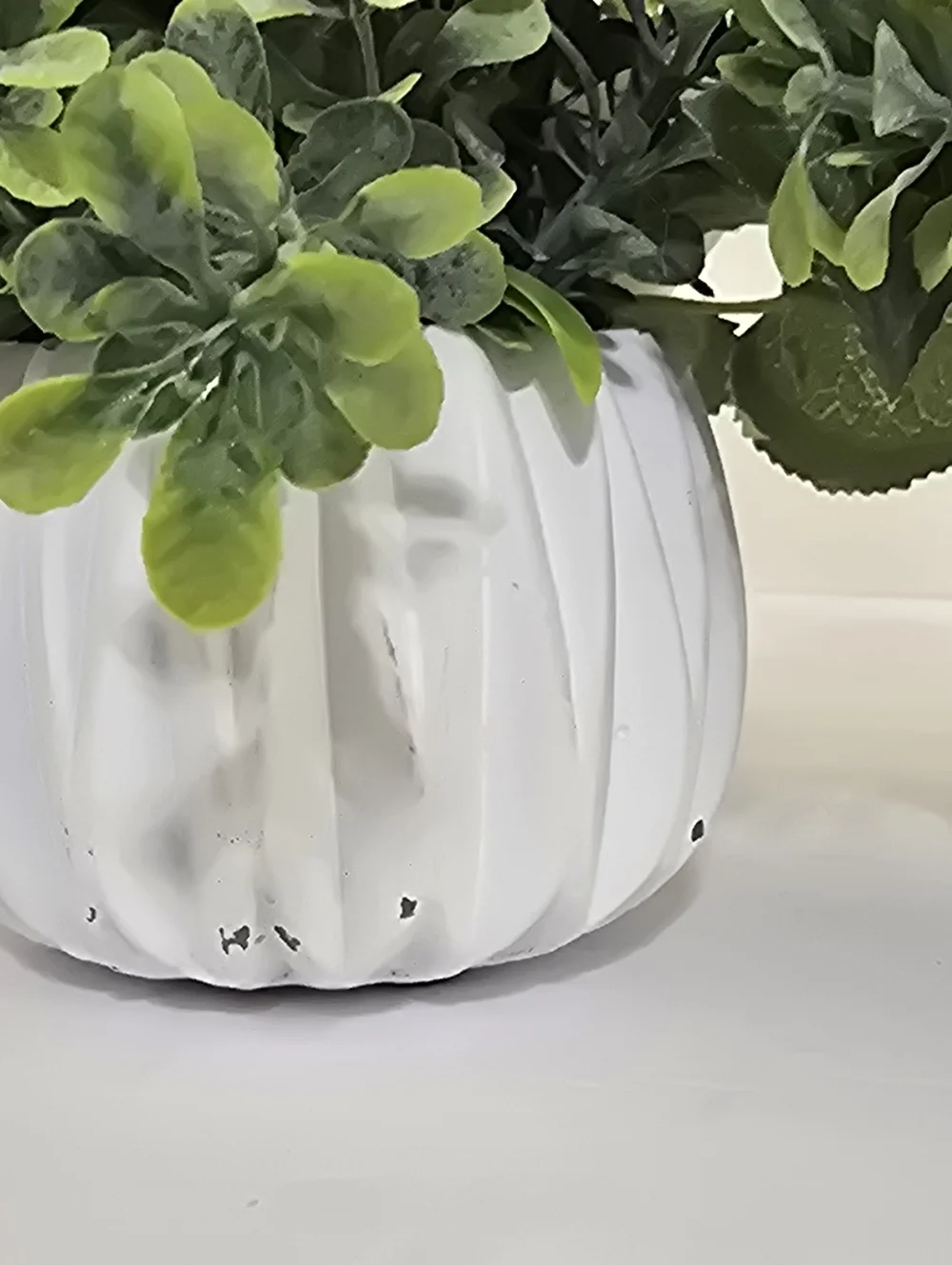 Artificial‎ Floral Arrangement in White Ceramic Planter Set of 2 Solid Weight